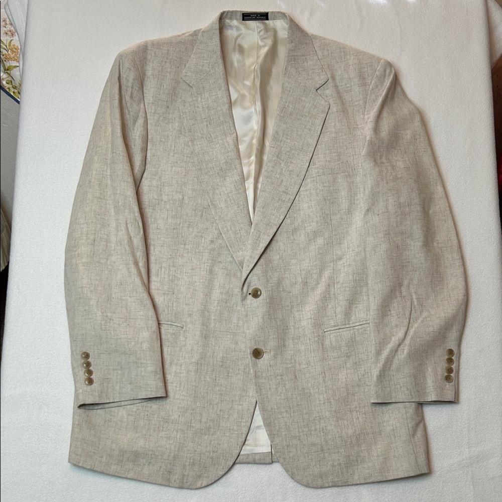 New Castle & York Linen Blend Blazer 44L Tan Sport Coat